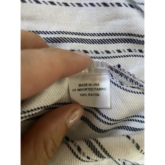Drew for Anthropologie White 3/4 Sleeve Blouse Navy Stripes Size M Super Soft - Picture 6 of 6